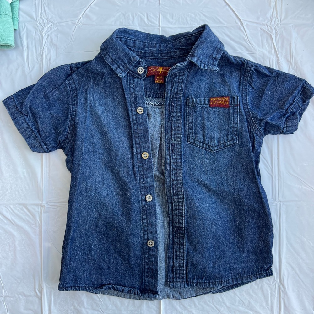 Denim button down for toddler 24 months 7 for all Mankind